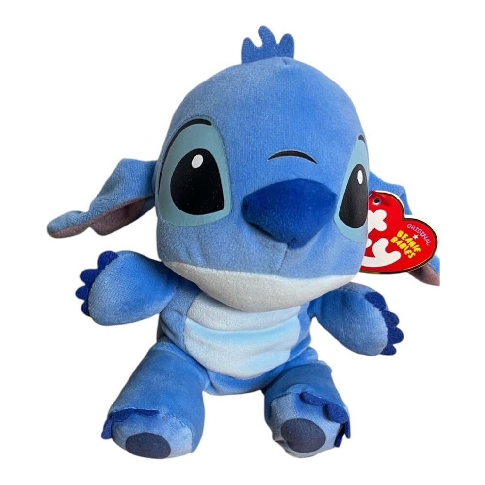 NWT Ty Beanie Baby Disney Stitch Plush 7" Blue Alien Soft Stiffed Animal Heart